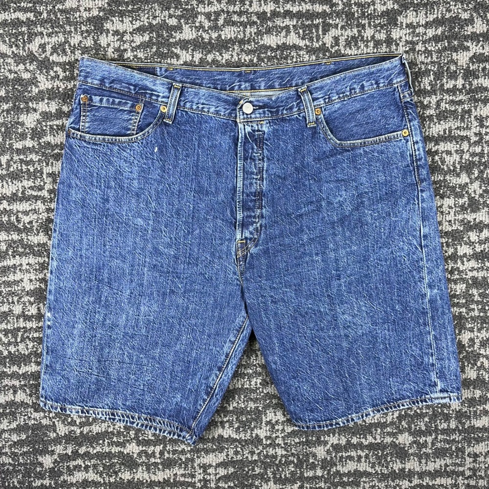 Levis 501 Denim Shorts Mens W40 Blue Acid Wash Straight Fit Cotton Button Fly